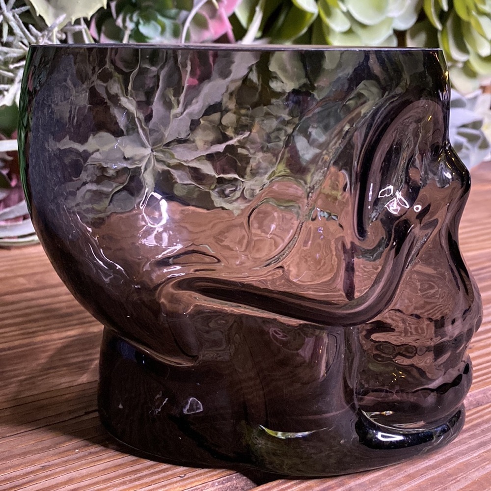 Pottery Barn Blown Soda Lime Glass Ombré Effect Large Skull Ice Bucket 💀 - Picture 3 of 16